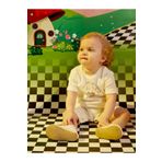 Maya And Luca Kız Bebek Kısa Kollu Tulum %100 Pamuk Beyaz Alice Desenli Interlok