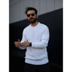 Maya Style Erkek Triko Kazak - 2XL - Beyaz