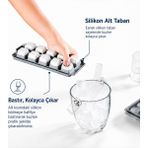 MAYAGLORY Kapaklı Plastik Buz Kalıbı Silikon Tabanlı 12LI Buzmatik Kolay Çıkarılır ve Doldurulabilir Sızdırmaz Saklama Kabı Buz Kovası Buzluk Dondurucu
