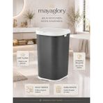 MAYAGLORY Mega Boy (50LITRE) Otomatik Kapaklı Çamaşır Sepeti Koku Hapseden Kapak Sistemi Temiz/kirli Sepeti Banyo Düzenleyici Çamaşır Selesi - Antrasit - Beyaz