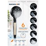 MAYAGLORY Multi 6 Fonksiyonlu Filtreli Duş Başlığı Yüksek Basınçlı Su Tasarruflu ve Kireç Önleyici Siyah El Duşu