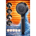 Mayaglory Paris Siyah 5 Fonksiyonlu El Duşu Handshower Duş Başlığı Lüx Kullanışlı 5 Modlu Duş Başlığı
