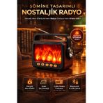 Maybax Şömine Efektli Bluetooth Hoparlör FM Radyo USB TF Kart Destekli Solar Şarjlı Nostaljik Müzik Kutusu