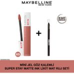 Maybelline Mini Jel Göz Kalemi + Vinyl Ink 65 Seductress Likit Parlak Ruj Seti