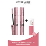 Maybelline New York 2'li Lash Sensational Sky High Maskara + Mini Super Stay Matte Ink Likit Mat Ruj -15 Avantajlı Set