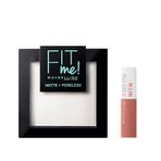 Maybelline New York Fit Me Matte Poreless Pudra 90 Translucent Transparan Mini Super Stay Matte Ink Likit Mat Ruj 65 Seductress Makyaj Seti
