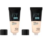 Maybelline New York Fit Me Matte+Poreless Fondöten - 104 Soft Ivory (30 ml) (2 paketi)