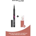 Maybelline New York Hyper Precise All Day Eyeliner - 701 Matte Onyx - Mat Siyah + Mini Matte Ink Likit Mat Ruj - 65 Seductress