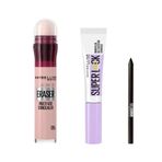 Maybelline New York Instant Anti Age Eraser Kapatıcı - 05 Brighten & Maybelline New York Super Lock Brow Glue Kaş Sabitleyici Maskara & Maybelline Tattoo Mini Jel Göz Kalemi Hediyeli