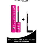 Maybelline New York Lash Sensational Firework Maskara + Tat Liner Gel Pencil Göz Kalemi Mini - Siyah