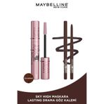 Maybelline New York Lash Sensational Sky High Brown Kahverengi Maskara& Lasting Drama Liner Göz Kalemi Brown Sugar
