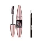 Maybelline New York Lash Sensational Yelpaze Etkili Intense Black Maskara - Ekstra Siyah 9.5 ml & Mini Tattoo Liner Gel Pencil Makyaj Seti