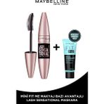 Maybelline New York Lash Sensational Yelpaze Etkili Intense Black Maskara - Ekstra Siyah + Fit Me Primer Matte Mini