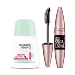 Maybelline New York Lash Sensational Yelpaze Etkili Intense Black Maskara Ekstra Siyah Termal Koruma Roll On Deodorant Set