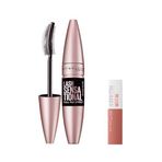 Maybelline New York Lash Sensational Yelpaze Etkili Intense Black Maskara Mini Super Stay Matte Ink Likit Mat Ruj 65 Seductress Makyaj Seti