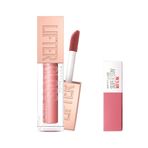 Maybelline New York Lifter Gloss Nemlendirici Dudak Parlatıcısı - 003 Moon & Mini Super Stay Matte Ink Likit Mat Ruj - 15 Lover Makyaj Seti