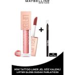 Maybelline New York Lifter Gloss Nemlendirici Dudak Parlatıcısı - 003 Moon + Tat Liner Gel Pencil Göz Kalemi Mini