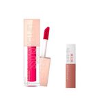 Maybelline New York Lifter Gloss Nemlendirici Dudak Parlatıcısı 24 Bubblegum Mini Super Stay Matte Ink Likit Mat Ruj 65 Seductress Makyaj Seti