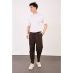 Mayco Fashion Erkek Koyu Kahve Yarı Şalvar Gabardin Likralı Bel Lastikli Bağcıklı Pantolon 2606-1 Model