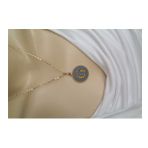 Maycollection Gold Gri Epoksi G Harf Gold Zincir Kolye
