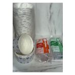 maycup 14 Oz Şeffaf Kapaklı Karton ÇORBA-AŞURE KASESİ 50 Adet+50 Adet Çatal+50 Adet Kaşık Maycup