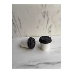 maycup 4 Oz Karton Bardak 100 Adet Beyaz Desen+ 100 Adet Bardak Kapağı (Espresso-Türk Kahvesi )