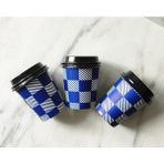 Maycup 7 Oz Karton Bardak 50 Adet Mavi Dama Desen + 50 Adet Bardak Kapağı