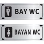 Mayeka Bay Wc Bayan Wc Ikili Levha Set Gümüş Metal Yönlendirme Tabelası Kişiye Özel