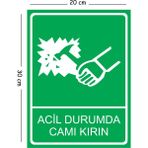 Mayeka Metal Acil Durumlarda Camı Kırın 20X30 cm A4 Uyarı Iş Güvenliği Levhası - 20 x 30 cm