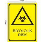 Mayeka Metal Biyolojik Risk 15X20 cm Uyarı Iş Güvenliği Levhası - 15 x 20 cm