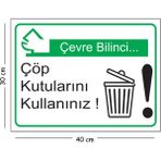 Mayeka Metal Çevre Bilinci Çöp Kutularını Kullanınız 30X40 cm A3 Uyarı Iş Güvenliği Levhası - 30 x 40 cm