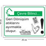 Mayeka Metal Çevre Bilinci Geri Dönüşüm Atıklarını Ayırmakla Oluşur 15X20 cm Uyarı Iş Güvenliği Levhası - 15 x 20 cm
