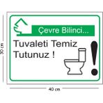 Mayeka Metal Çevre Bilinci Tuvaleti Temiz Tutunuz 30X40 cm A3 Uyarı Iş Güvenliği Levhası - 30 x 40 cm