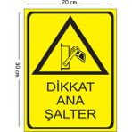 Mayeka Metal Dikkat Ana Şalter 20X30 cm A4 Uyarı Iş Güvenliği Levhası - 20 x 30 cm