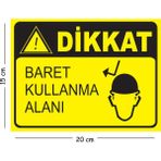 Mayeka Metal Dikkat Baret Kullanma Alanı 15X20 cm Uyarı Iş Güvenliği Levhası - 15 x 20 cm