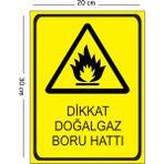 Mayeka Metal Dikkat Doğalgaz Boru Hattı 20X30 cm A4 Uyarı Iş Güvenliği Levhası - 20 x 30 cm