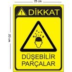 Mayeka Metal Dikkat Düşebilir Parçalar 15X20 cm Uyarı Iş Güvenliği Levhası - 15 x 20 cm