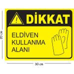 Mayeka Metal Dikkat Eldiven Kullanma Alanı 20X30 cm A4 Uyarı Iş Güvenliği Levhası - 20 x 30 cm