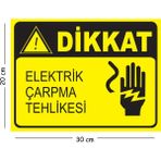 Mayeka Metal Dikkat Elektrik Çarpma Tehlikesi 20X30 cm A4 Uyarı Iş Güvenliği Levhası - 20 x 30 cm
