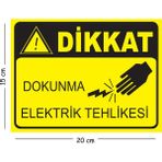 Mayeka Metal Dikkat Elektrik Tehlikesi Dokunma 15X20 cm Uyarı Iş Güvenliği Levhası - 15 x 20 cm