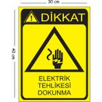 Mayeka Metal Dikkat Elektrik Tehlikesi Dokunma 30X40 cm A3 Uyarı Iş Güvenliği Levhası - 30 x 40 cm