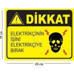 Mayeka Metal Dikkat Elektrikçinin Işini Elektrikçiye Bırak 15X20 cm Uyarı Iş Güvenliği Levhası - 15 x 20 cm