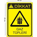 Mayeka Metal Dikkat Gaz Tüpleri 20X30 cm A4 Uyarı Iş Güvenliği Levhası - 20 x 30 cm