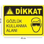 Mayeka Metal Dikkat Gözlük Kullanma Alanı 30X40 cm A3 Uyarı Iş Güvenliği Levhası - 30 x 40 cm