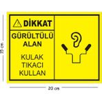 Mayeka Metal Dikkat Gürültülü Alan Kulaklık Kullan 2 15X20 cm Uyarı Iş Güvenliği Levhası - 15 x 20 cm