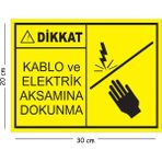 Mayeka Metal Dikkat Kablo ve Elektrik Aksamına Dokunma 20X30 cm A4 Uyarı Iş Güvenliği Levhası - 20 x 30 cm