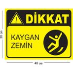 Mayeka Metal Dikkat Kaygan Zemin 2 30X40 cm A3 Uyarı Iş Güvenliği Levhası - 30 x 40 cm