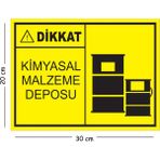 Mayeka Metal Dikkat Kimyasal Malzeme Deposu 20X30 cm A4 Uyarı Iş Güvenliği Levhası - 20 x 30 cm