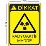 Mayeka Metal Dikkat Radyoaktif Madde 15X20 cm Uyarı Iş Güvenliği Levhası - 15 x 20 cm
