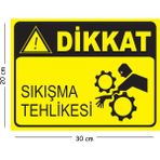 Mayeka Metal Dikkat Sıkışma Tehlikesi 2 20X30 cm A4 Uyarı Iş Güvenliği Levhası - 20 x 30 cm